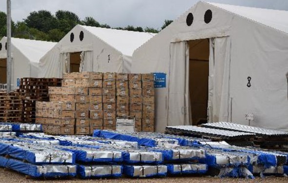 国連ＷＦＰがカトマンズ空港で運営する「人道支援物流拠点」（写真提供JAWFP）