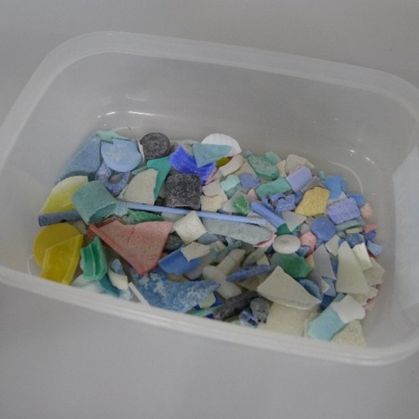   海から回収されたプラスチックゴミ (高田教授提供)
